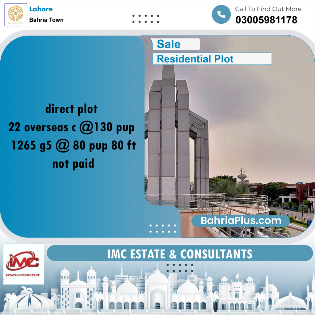 Residential Plot for Sale in Bahria Town, Lahore - (BP-203073)