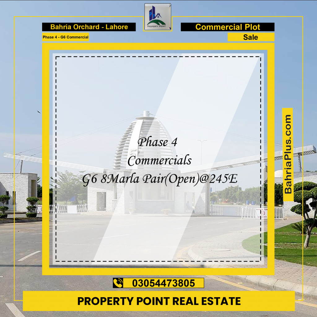 8 Marla Commercial Plot for Sale in Phase 4 - G6 Commercial -  Bahria Orchard, Lahore - (BP-203074)