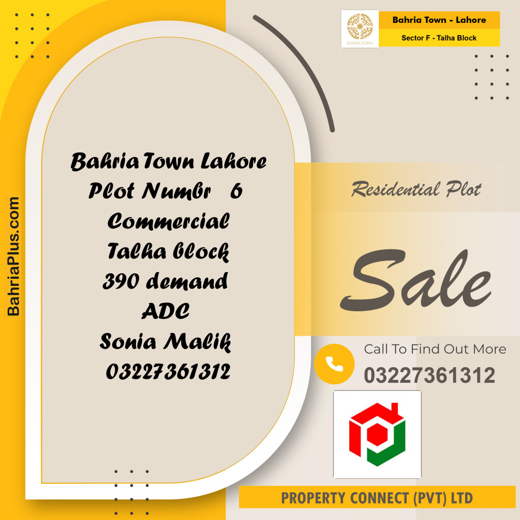 Residential Plot for Sale in Sector F - Talha Block -  Bahria Town, Lahore - (BP-203078)