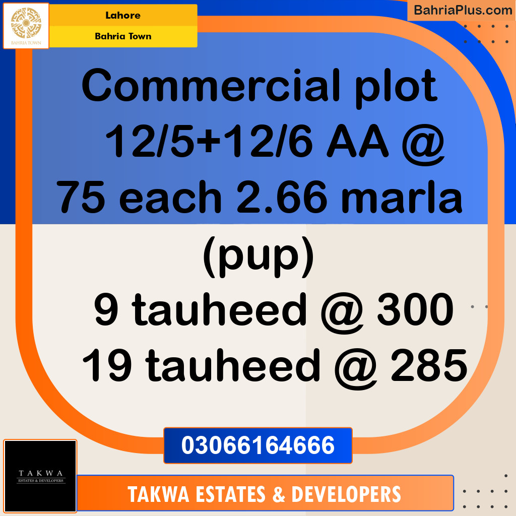 Residential Plot for Sale in Bahria Town, Lahore - (BP-203091)