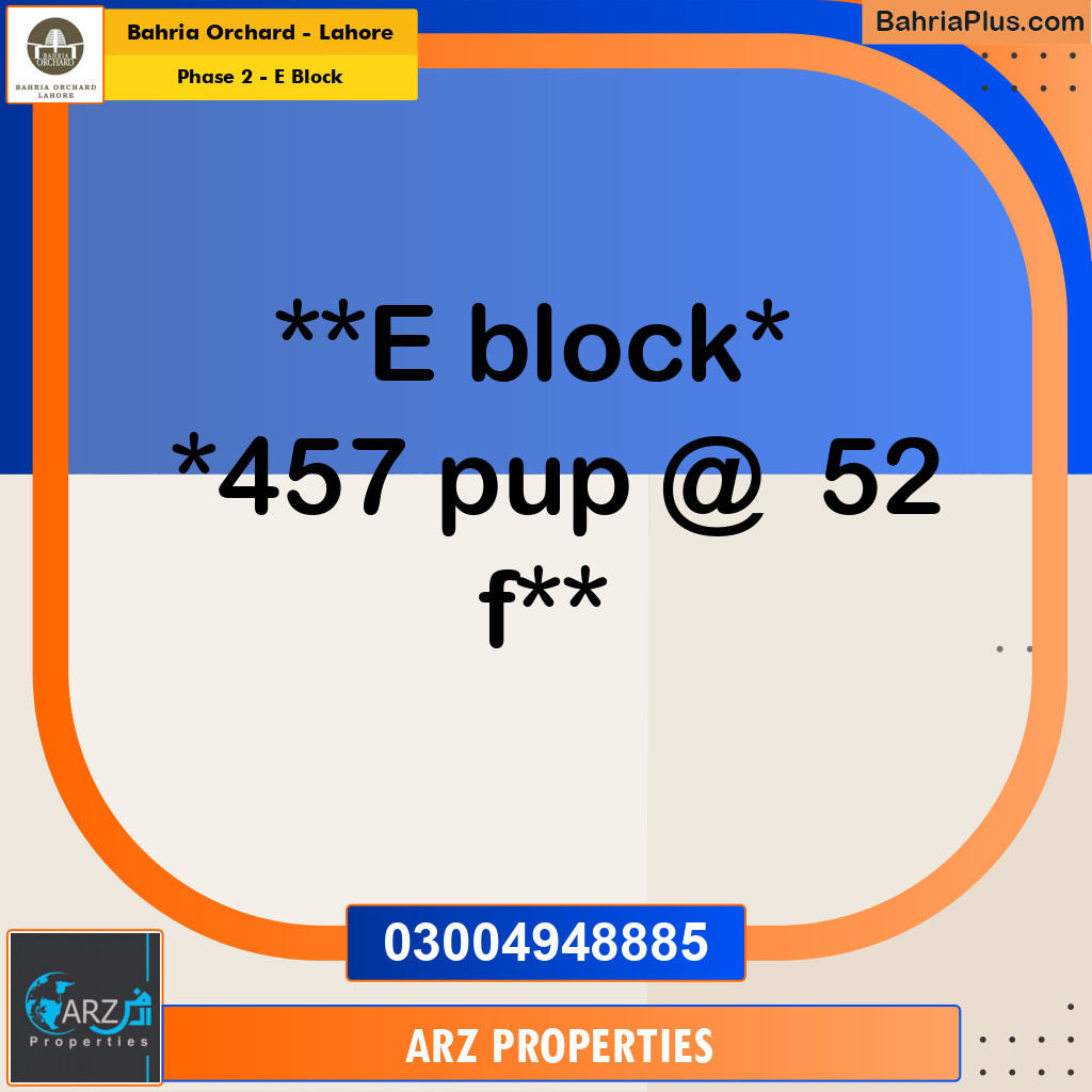 Residential Plot for Sale in Phase 2 - E Block -  Bahria Orchard, Lahore - (BP-203119)
