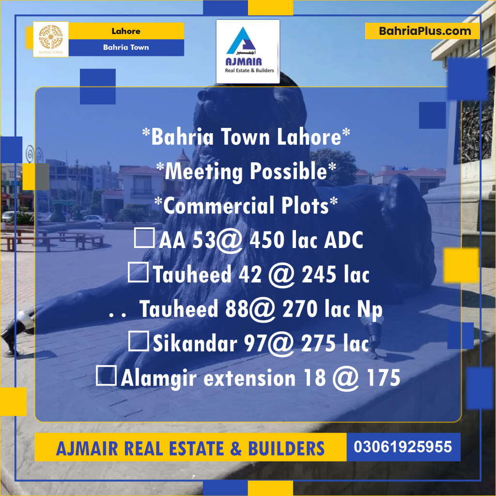 Residential Plot for Sale in Bahria Town, Lahore - (BP-203128)