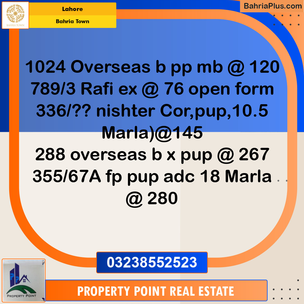 Residential Plot for Sale in Bahria Town, Lahore - (BP-203132)