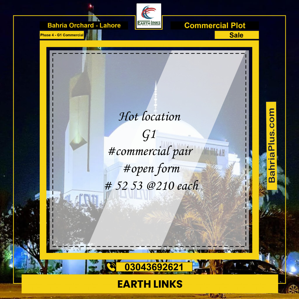 5 Marla Commercial Plot for Sale in Phase 4 - G1 Commercial -  Bahria Orchard, Lahore - (BP-203134)