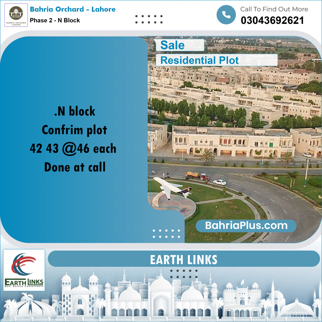5 Marla Residential Plot for Sale in Phase 2 - N Block -  Bahria Orchard, Lahore - (BP-203143)