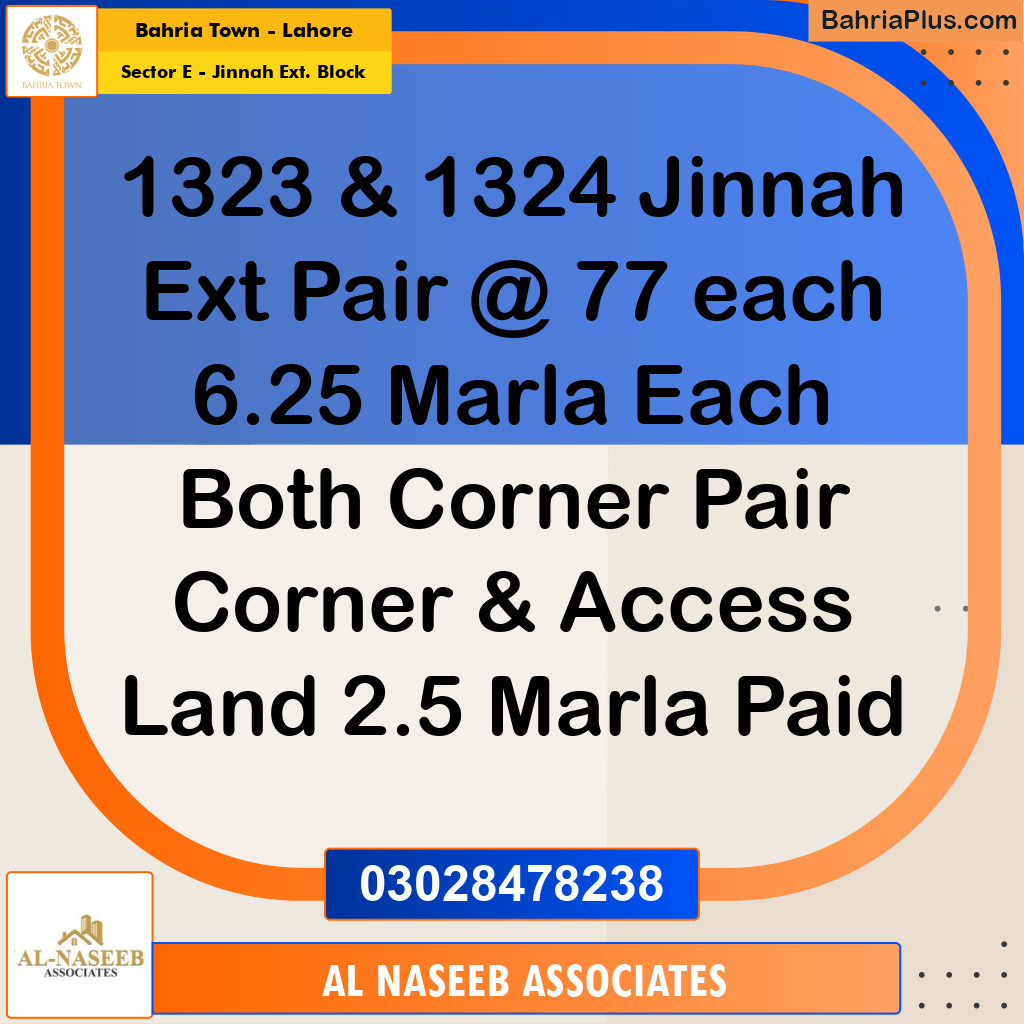 6 Marla Residential Plot for Sale in Sector E - Jinnah Ext. Block -  Bahria Town, Lahore - (BP-203144)