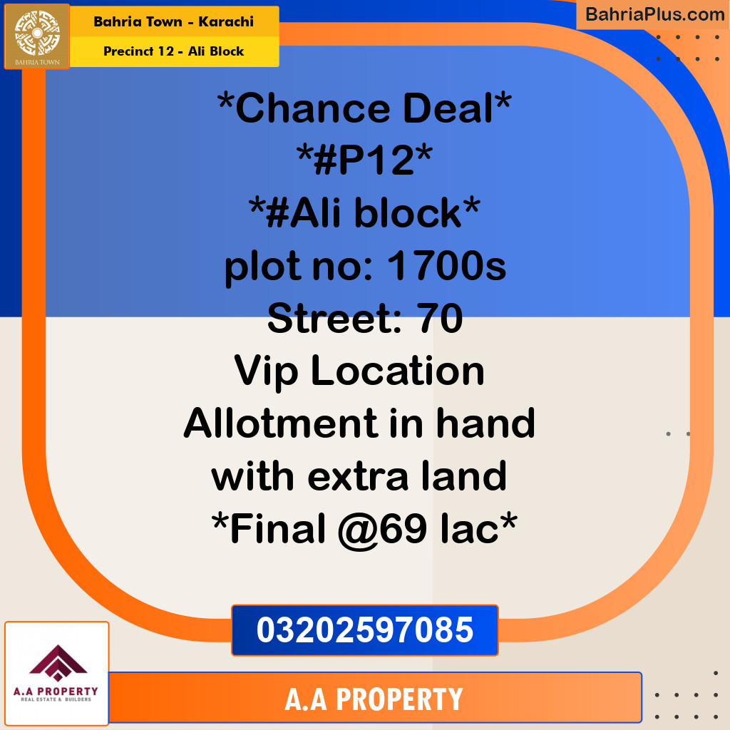 125 Sq. Yards Residential Plot for Sale in Precinct 12 - Ali Block - Bahria Town, Karachi - (BP-203197)