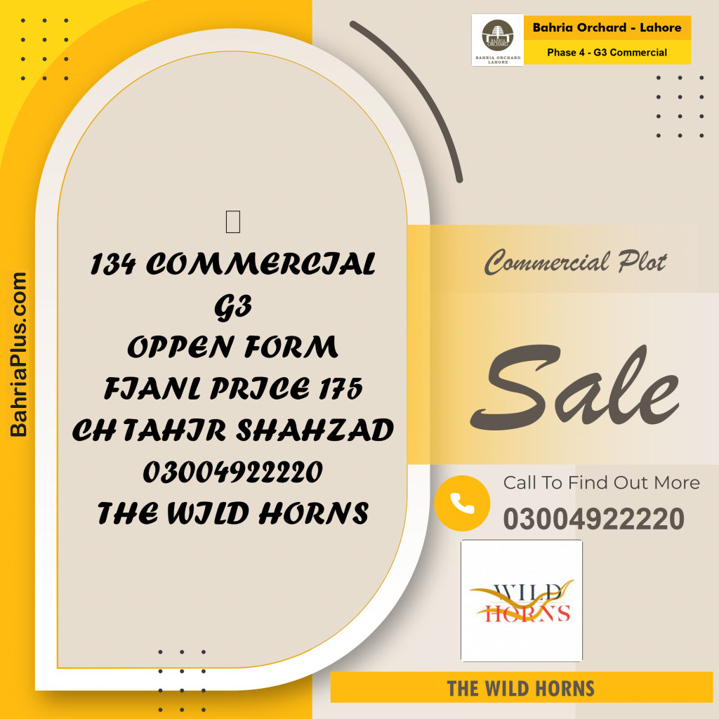 5 Marla Commercial Plot for Sale in Phase 4 - G3 Commercial -  Bahria Orchard, Lahore - (BP-203200)