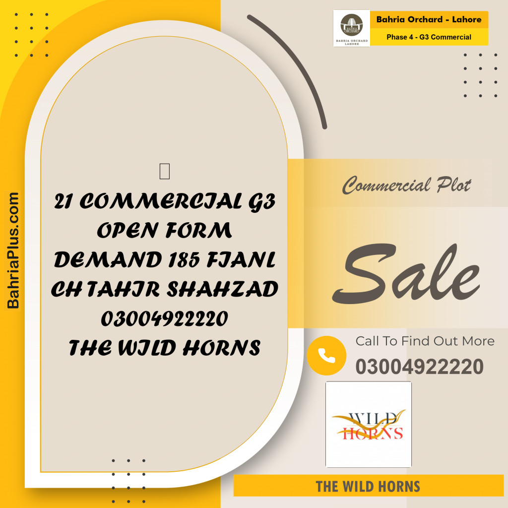 5 Marla Commercial Plot for Sale in Phase 4 - G3 Commercial -  Bahria Orchard, Lahore - (BP-203205)