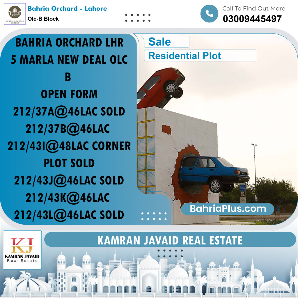5 Marla Residential Plot for Sale in OLC-B Block -  Bahria Orchard, Lahore - (BP-203237)
