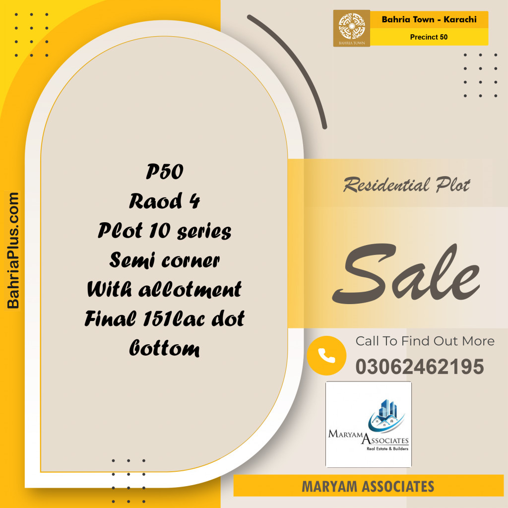 Residential Plot for Sale in Precinct 50 -  Bahria Town, Karachi - (BP-203264)
