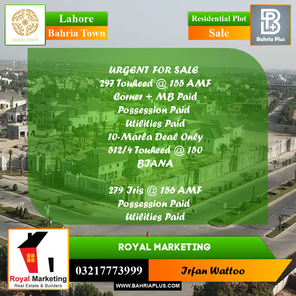 Residential Plot for Sale in Bahria Town, Lahore - (BP-203313)