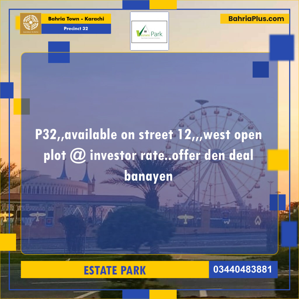 Residential Plot for Sale in Precinct 32 - Bahria Town, Karachi - (BP-203329)