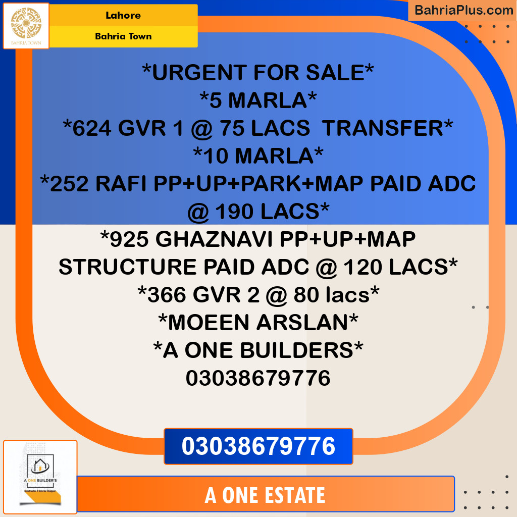 Residential Plot for Sale in Bahria Town, Lahore - (BP-203332)