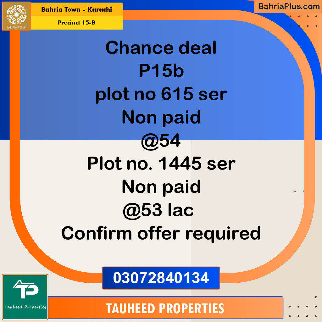125 Sq. Yards Residential Plot for Sale in Precinct 15-B -  Bahria Town, Karachi - (BP-203346)