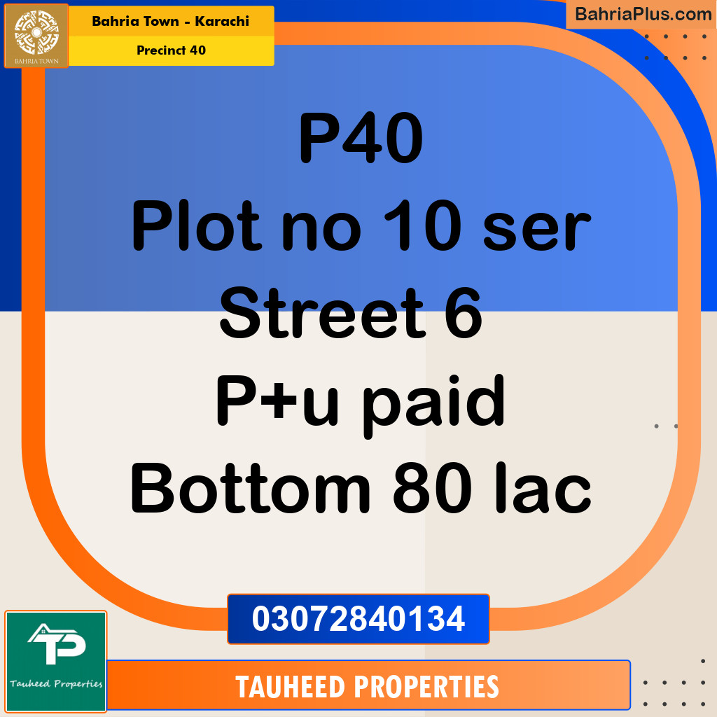 250 Sq. Yards Residential Plot for Sale in Precinct 40 -  Bahria Town, Karachi - (BP-203354)