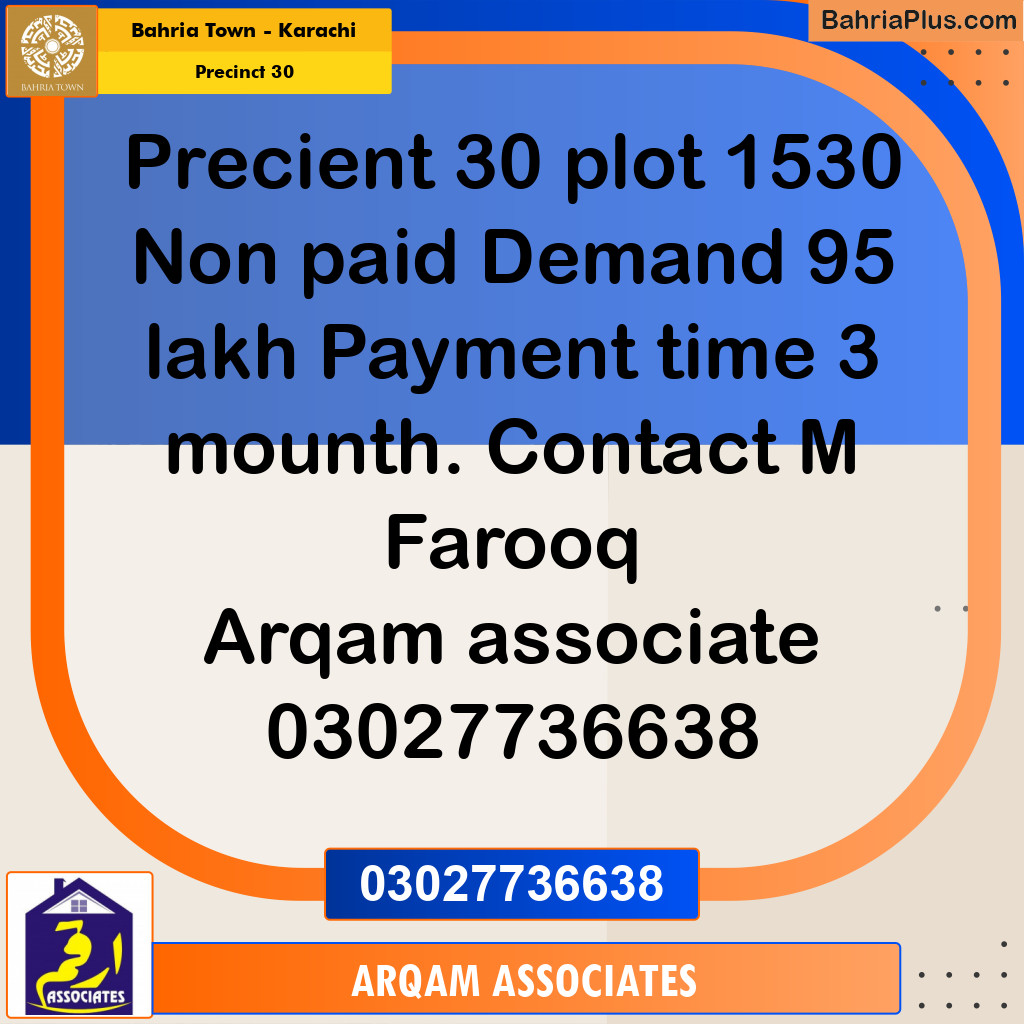 250 Sq. Yards Residential Plot for Sale in Precinct 30 -  Bahria Town, Karachi - (BP-203415)