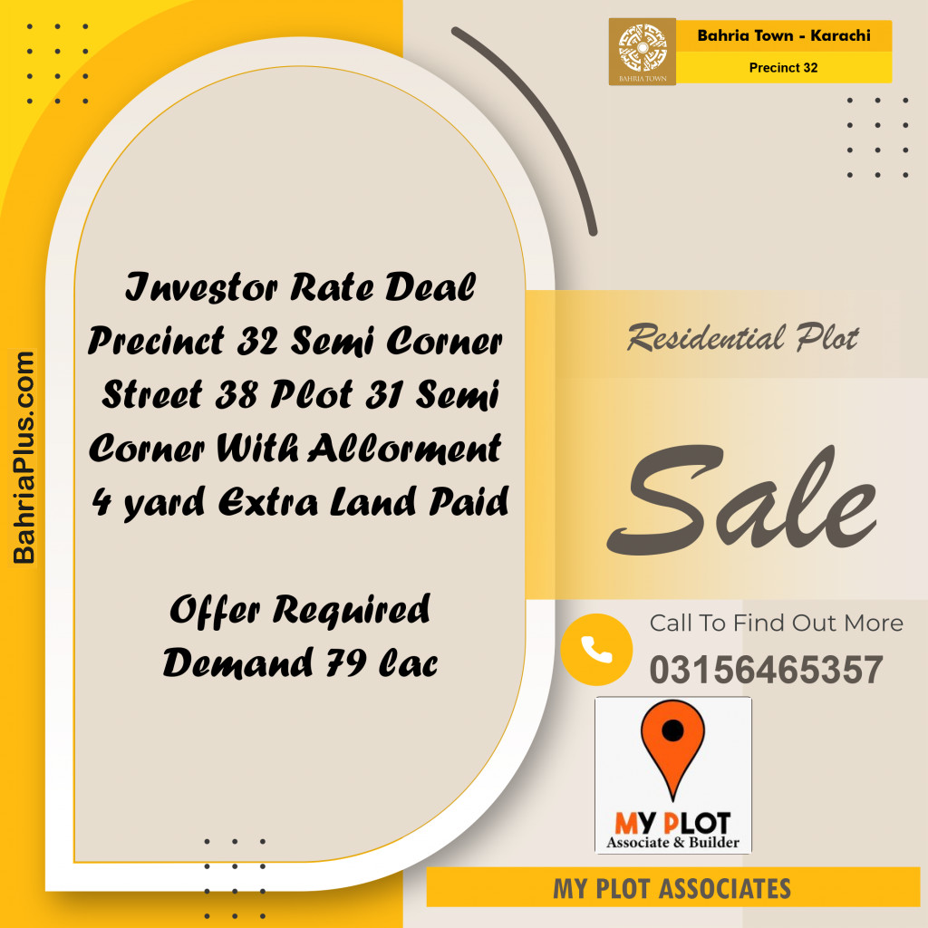 250 Sq. Yards Residential Plot for Sale in Precinct 32 -  Bahria Town, Karachi - (BP-203442)