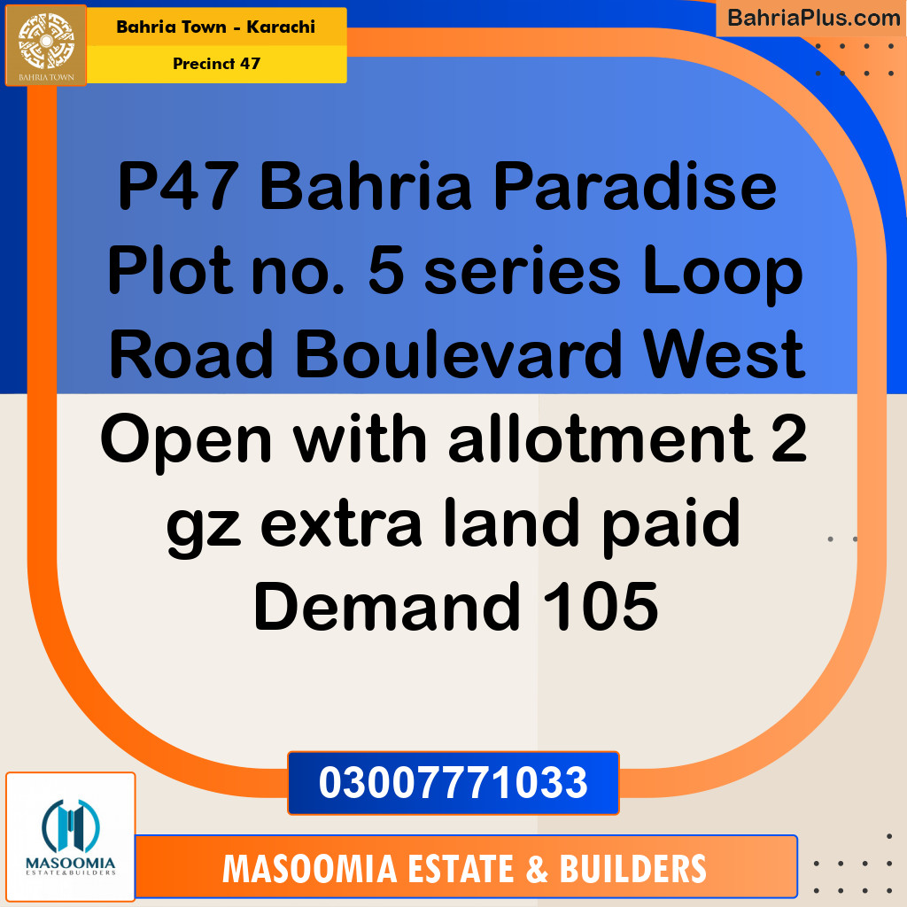 274 Sq. Yards Residential Plot for Sale in Precinct 47 -  Bahria Town, Karachi - (BP-203447)