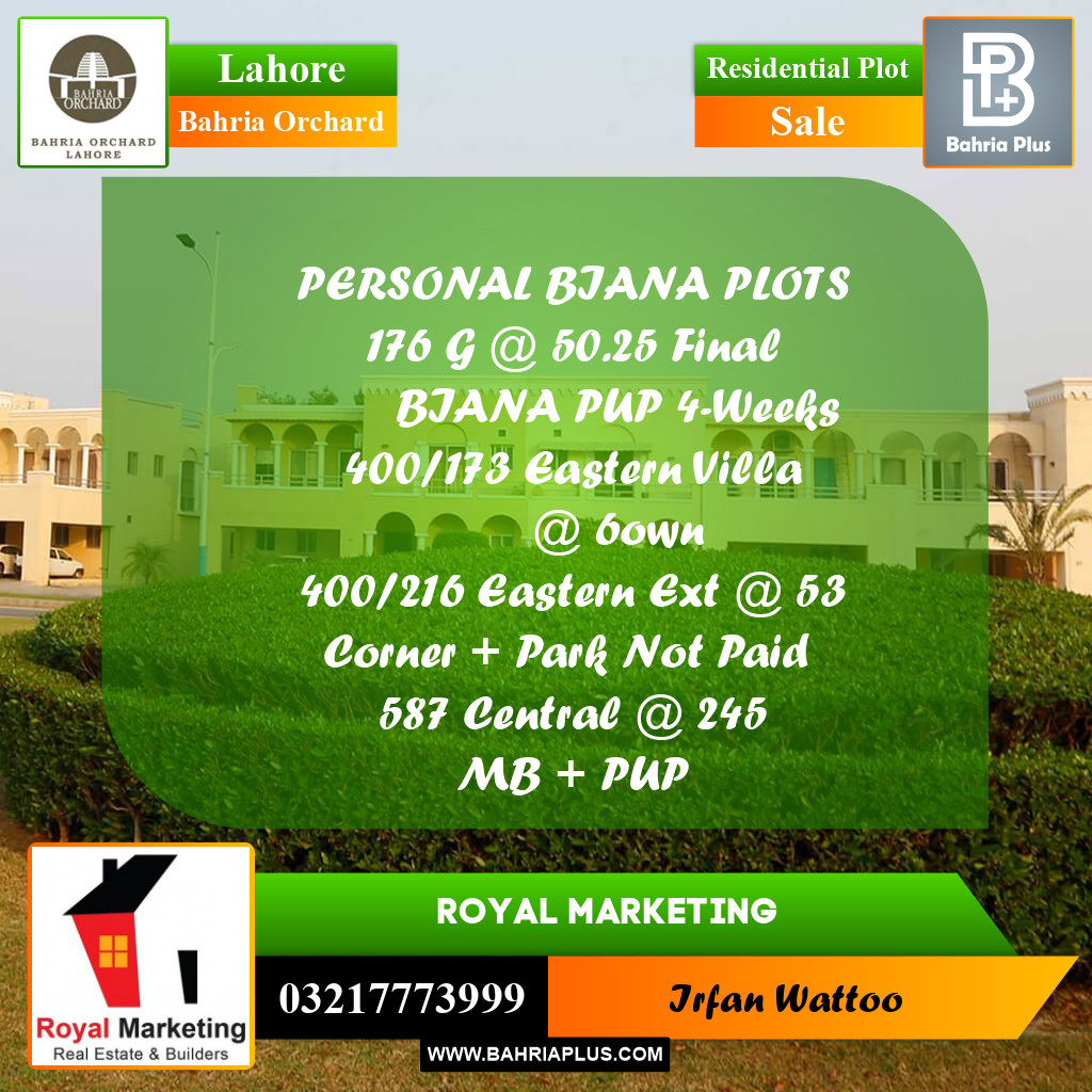 Residential Plot for Sale in Bahria Orchard, Lahore - (BP-203459)