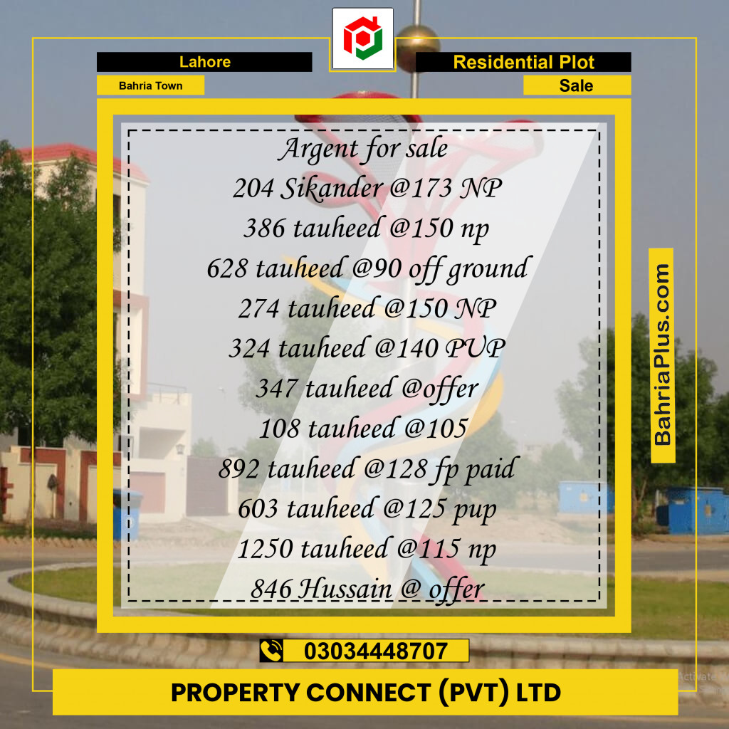 Residential Plot for Sale in Bahria Town, Lahore - (BP-203473)