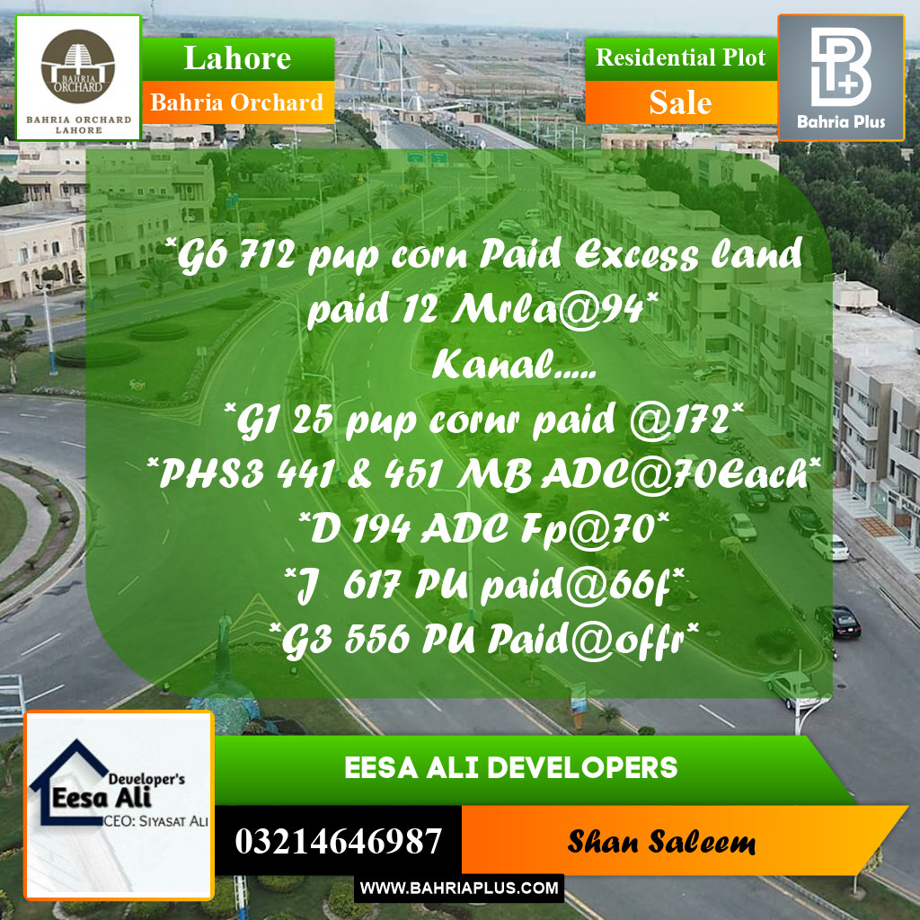 Residential Plot for Sale in Bahria Orchard, Lahore - (BP-203497)