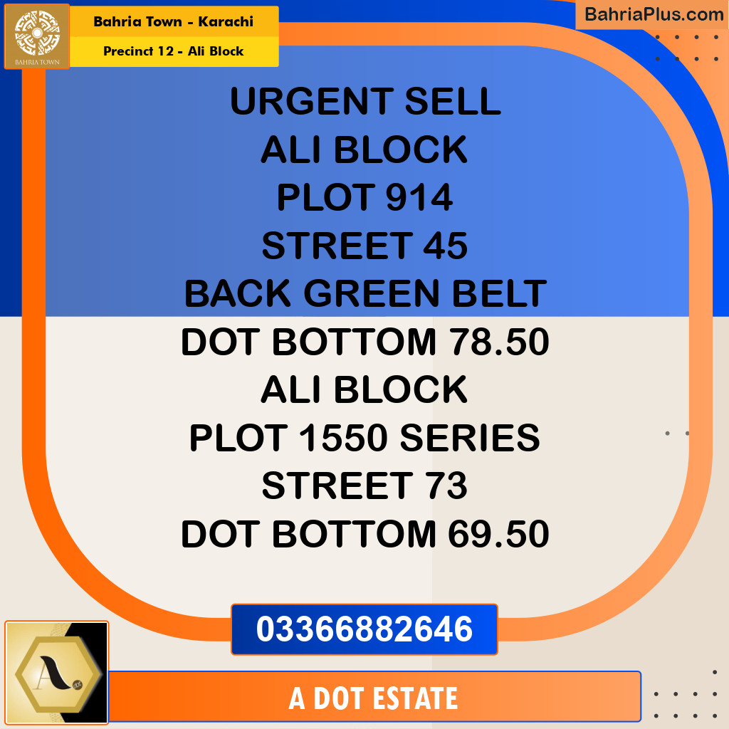 950 Sq. Ft. Residential Plot for Sale in Precinct 12 - Ali Block -  Bahria Town, Karachi - (BP-203513)