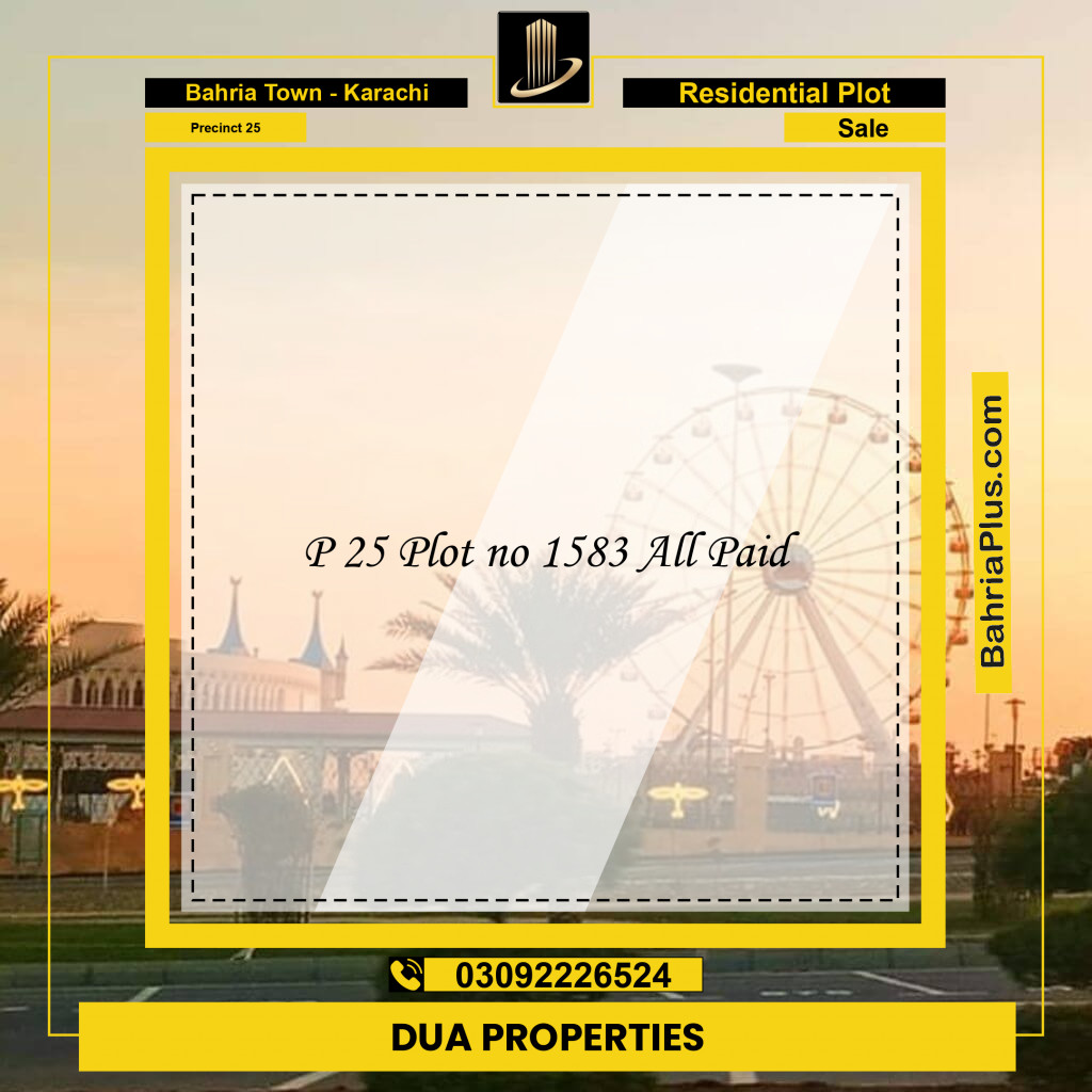125 Sq. Yards Residential Plot for Sale in Precinct 25 -  Bahria Town, Karachi - (BP-203565)