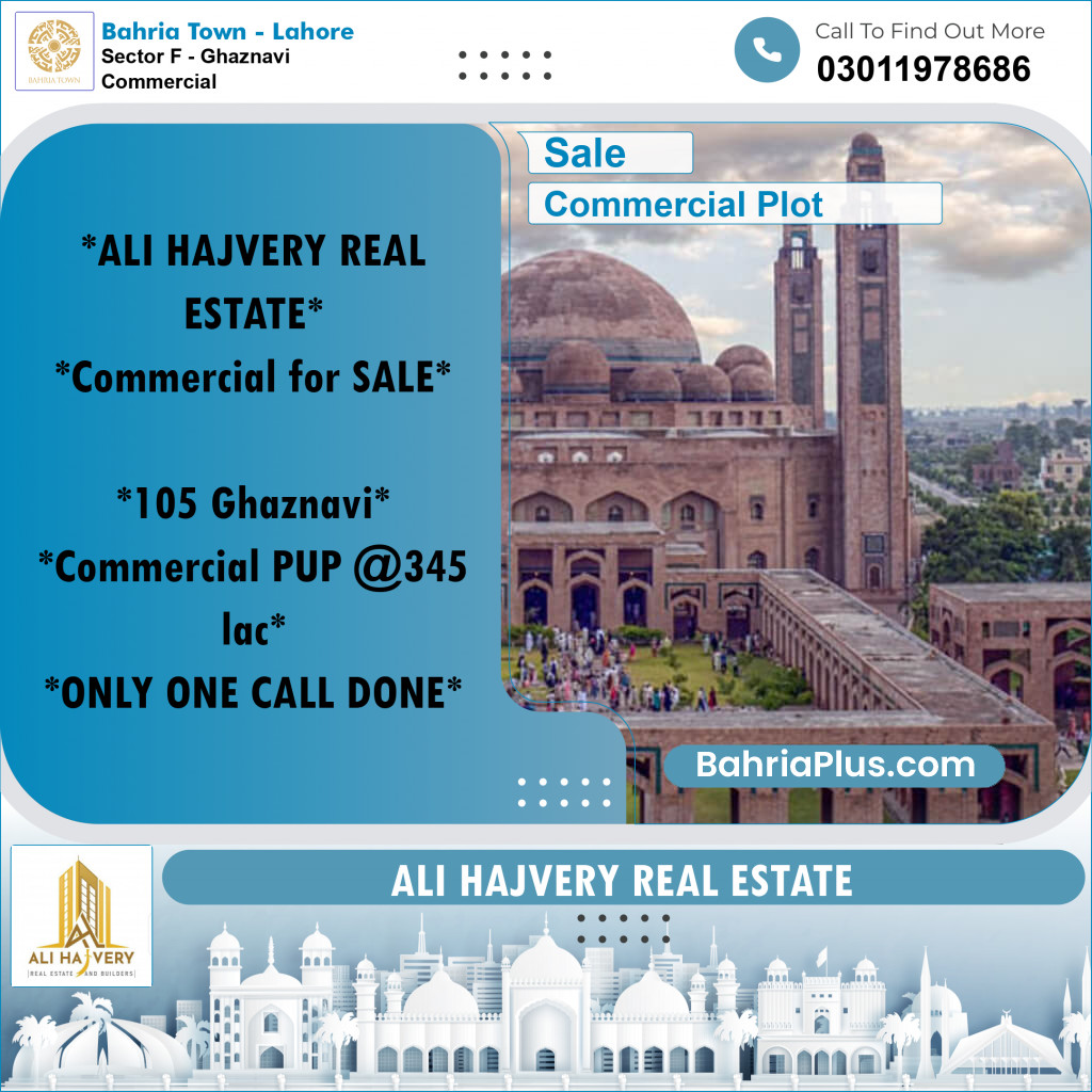 5 Marla Commercial Plot for Sale in Sector F - Ghaznavi Commercial - Bahria Town, Lahore - (BP-203601)