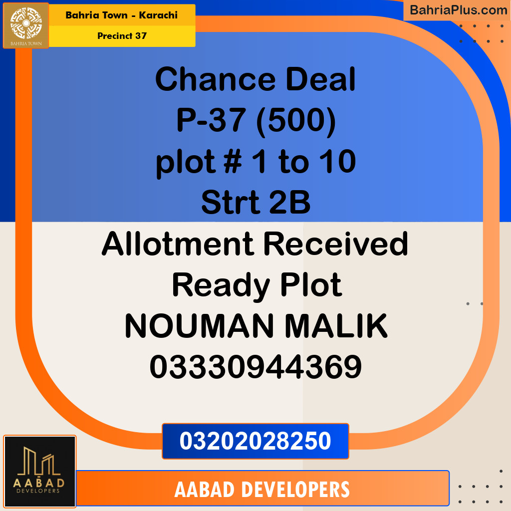 500 Sq. Yards Residential Plot for Sale in Precinct 37 -  Bahria Town, Karachi - (BP-203618)