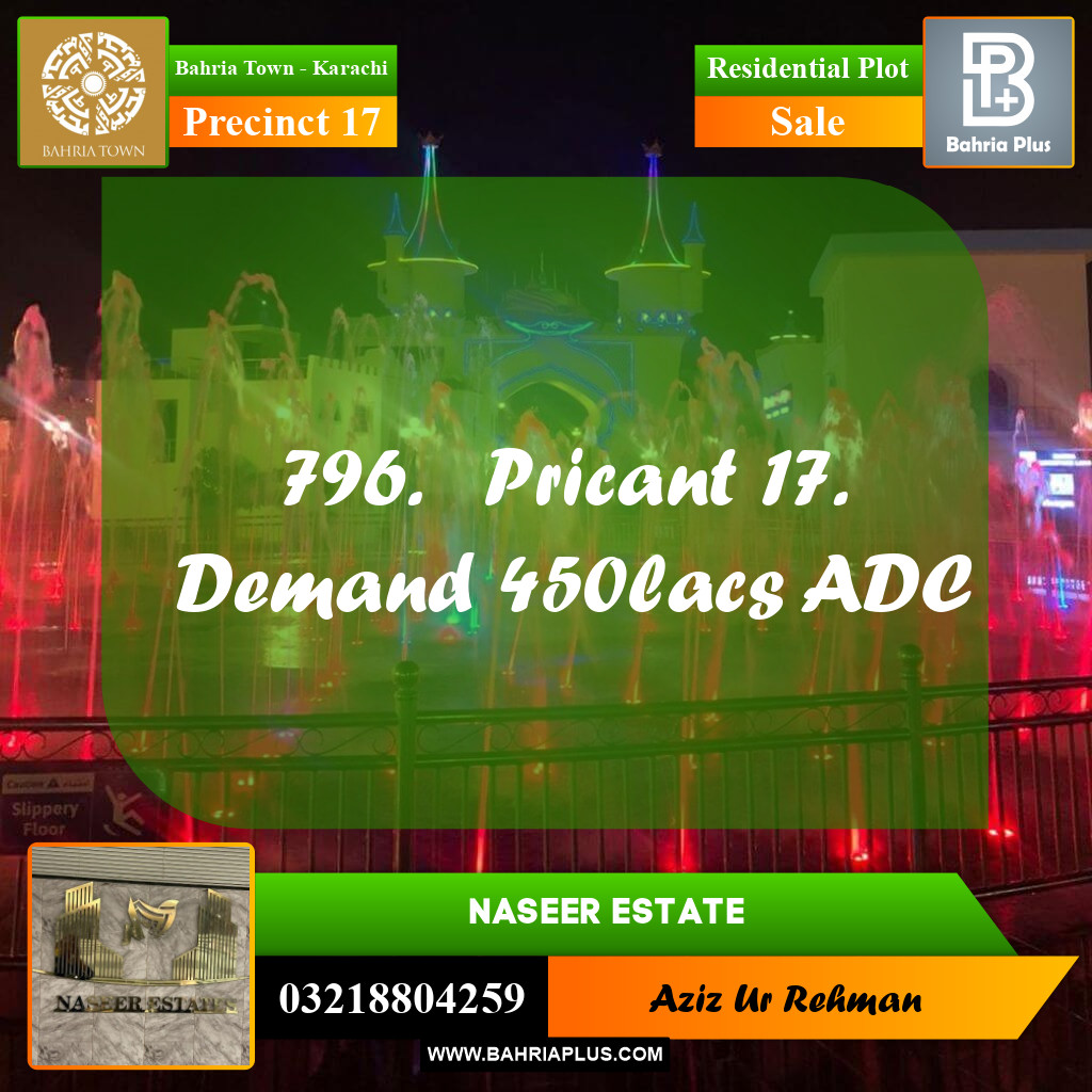 1000 Sq. Yards Residential Plot for Sale in Precinct 17 -  Bahria Town, Karachi - (BP-203626)