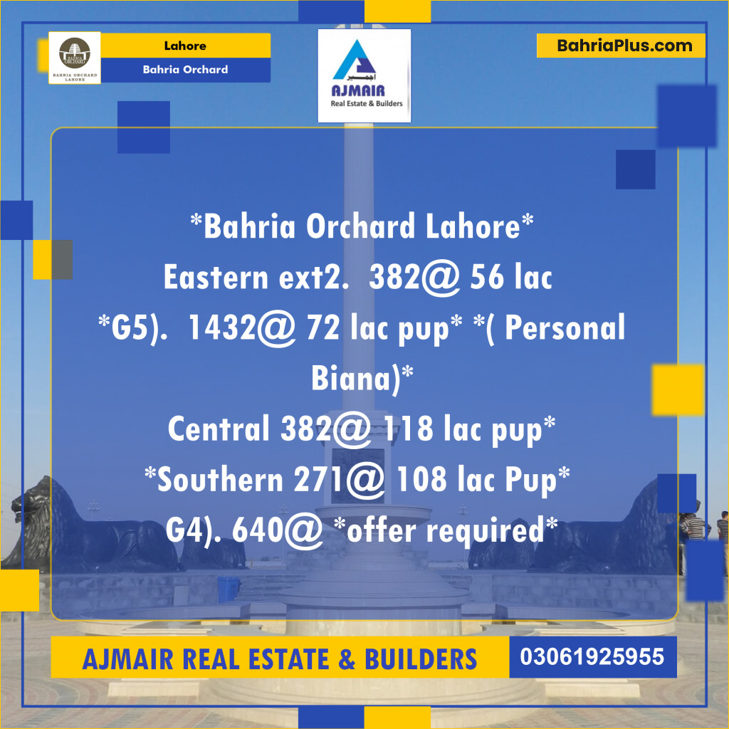 Residential Plot for Sale in Bahria Orchard, Lahore - (BP-203664)