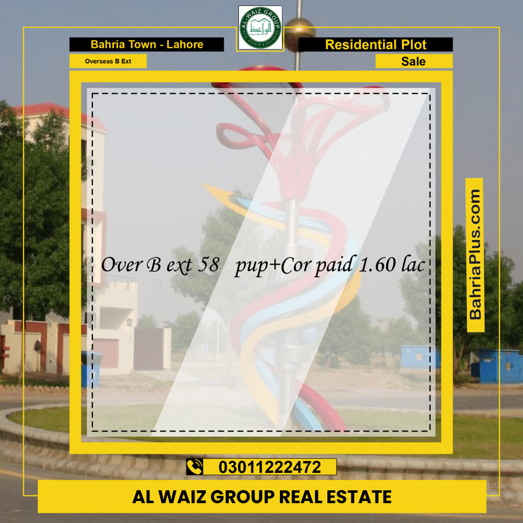 10 Marla Residential Plot for Sale in Overseas B Ext -  Bahria Town, Lahore - (BP-203666)