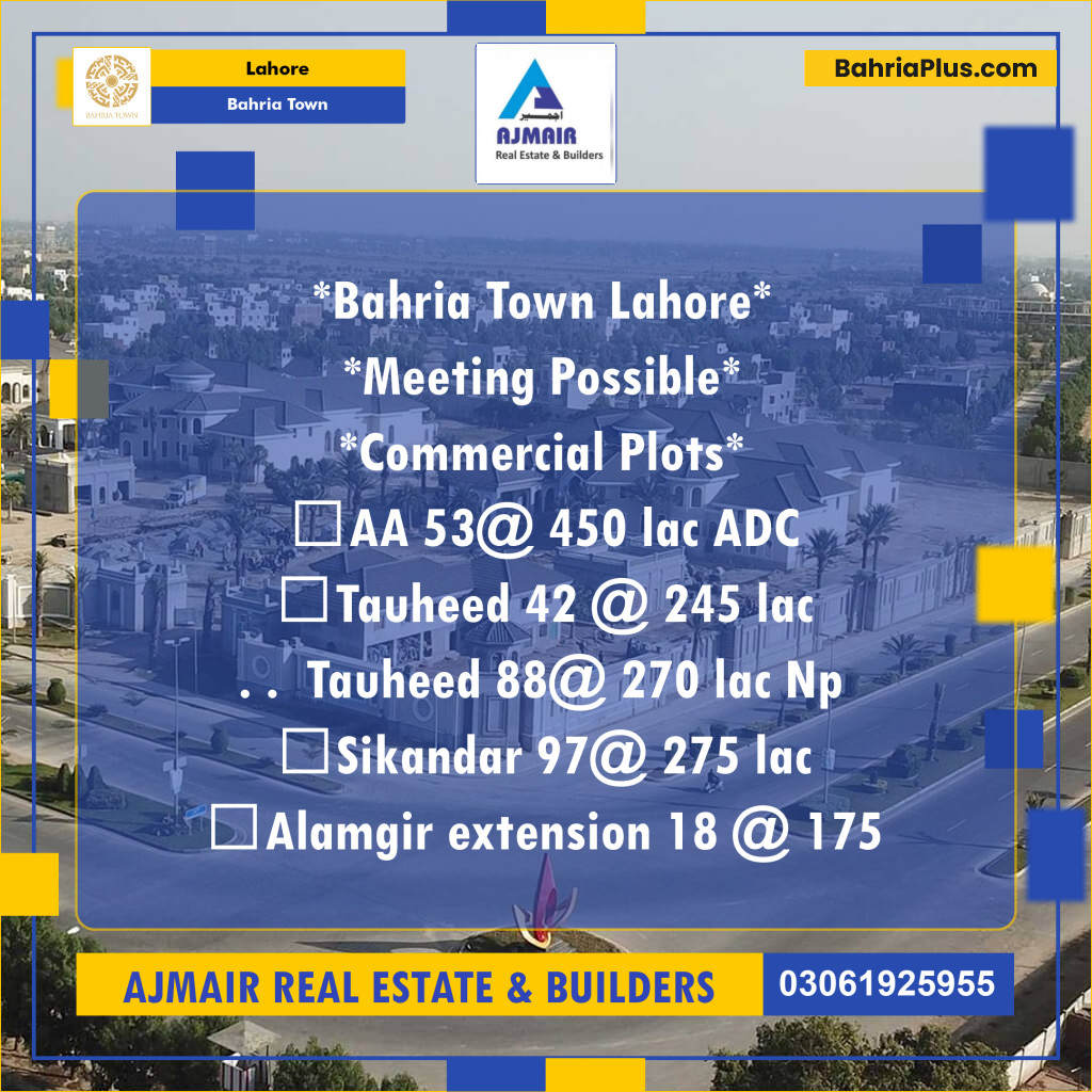 Commercial Plot for Sale in Bahria Town, Lahore - (BP-203670)