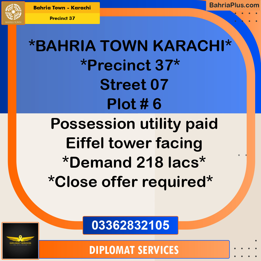 1000 Sq. Yards Residential Plot for Sale in Precinct 37 -  Bahria Town, Karachi - (BP-203674)