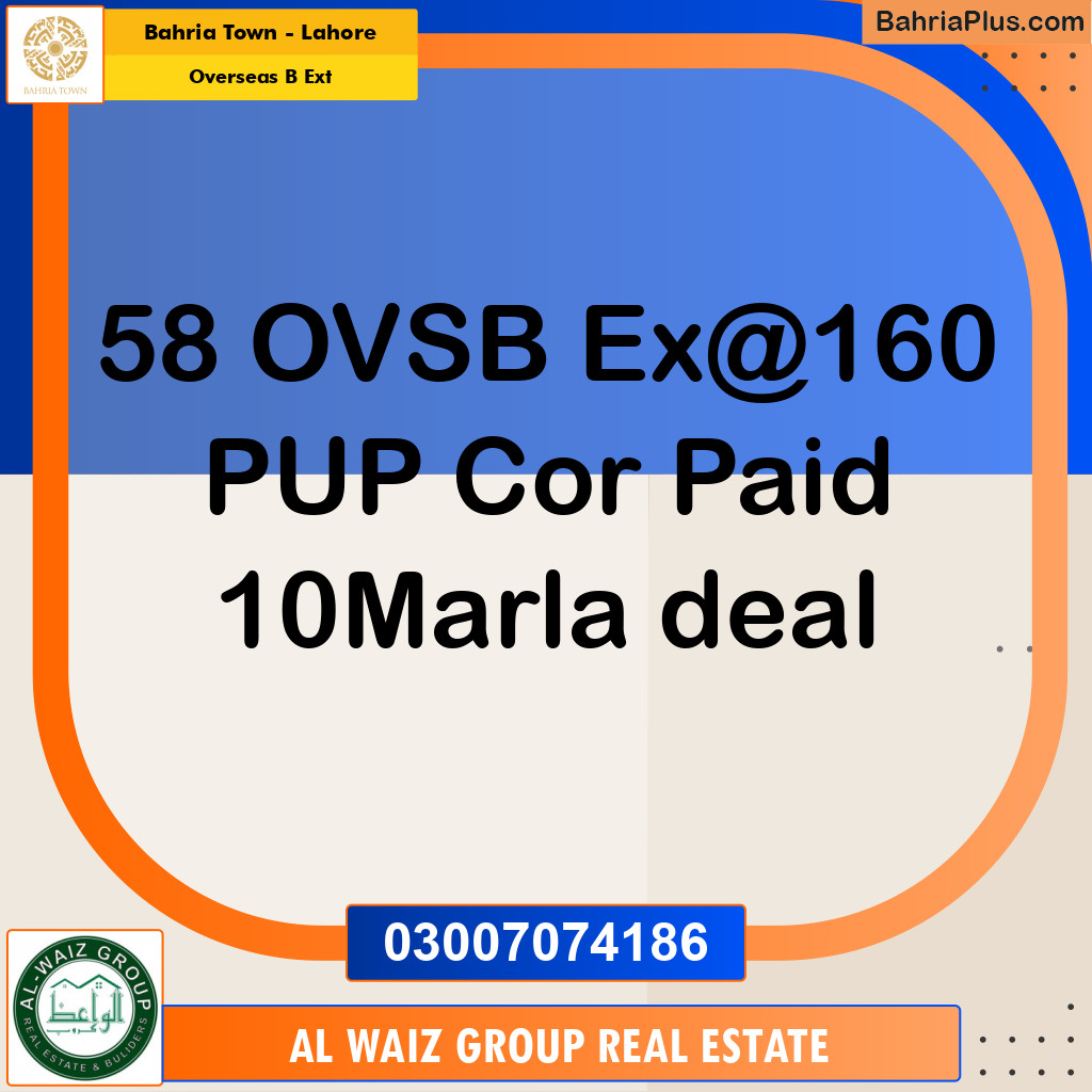 10 Marla Residential Plot for Sale in Overseas B Ext - Bahria Town, Lahore - (BP-203699)