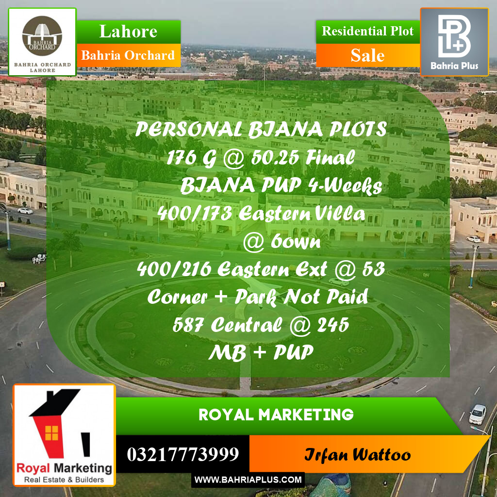 Residential Plot for Sale in Bahria Orchard, Lahore - (BP-203701)