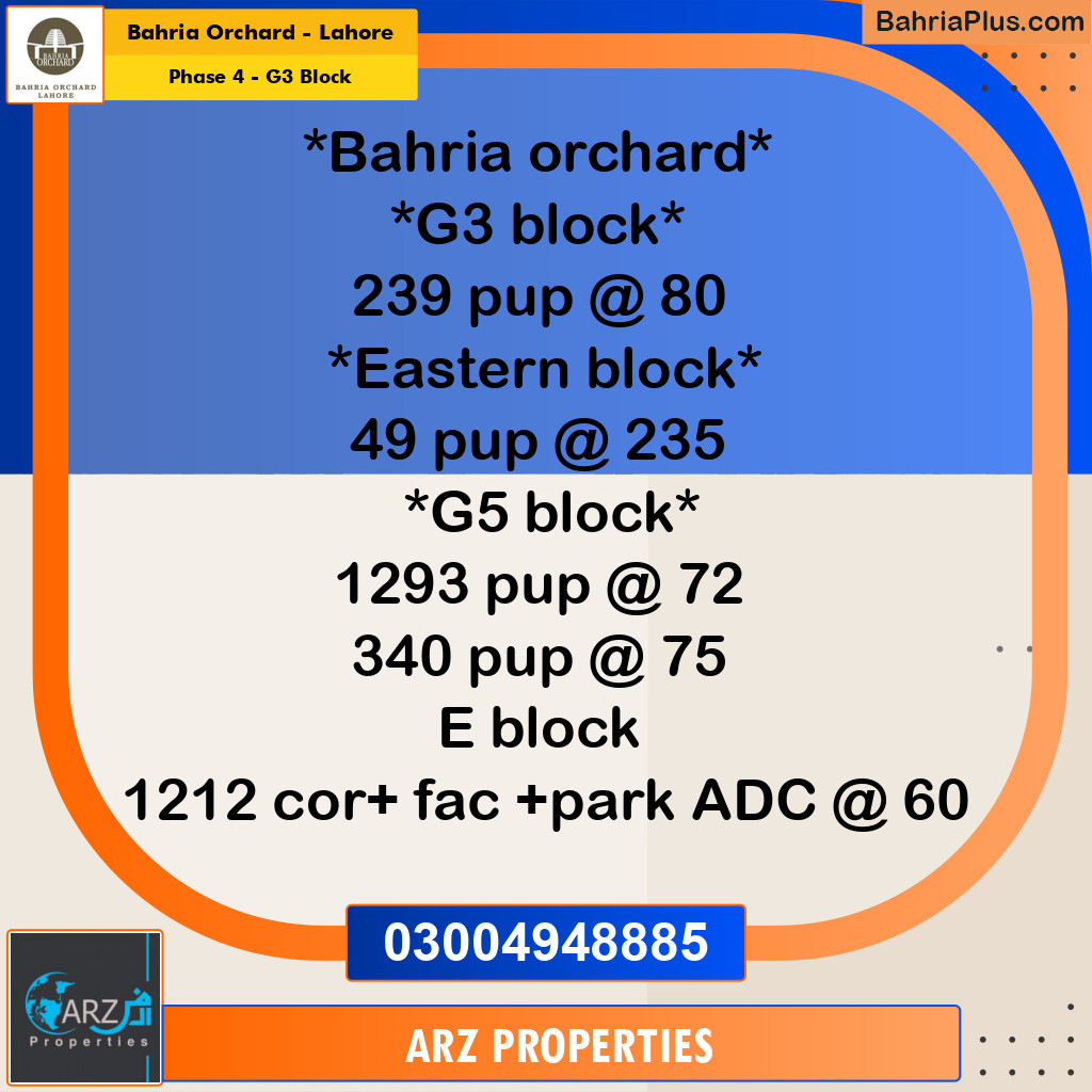 Residential Plot for Sale in Phase 4 - G3 Block -  Bahria Orchard, Lahore - (BP-203729)