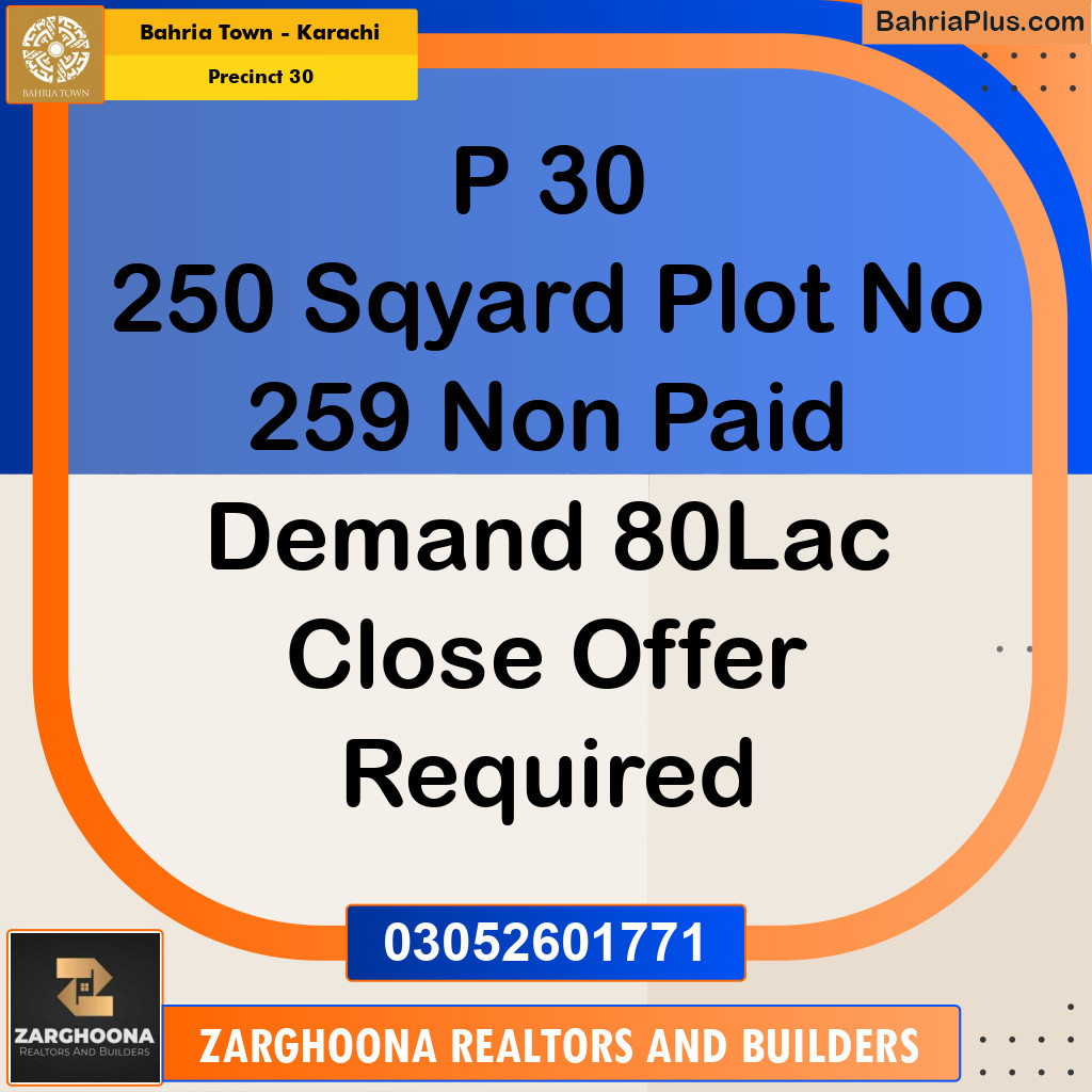 Residential Plot for Sale in Precinct 30 -  Bahria Town, Karachi - (BP-203768)