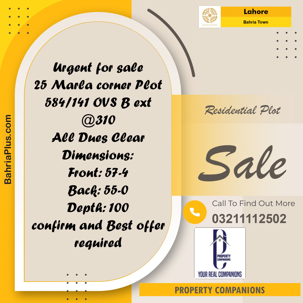 Residential Plot for Sale in Bahria Town, Lahore - (BP-203788)