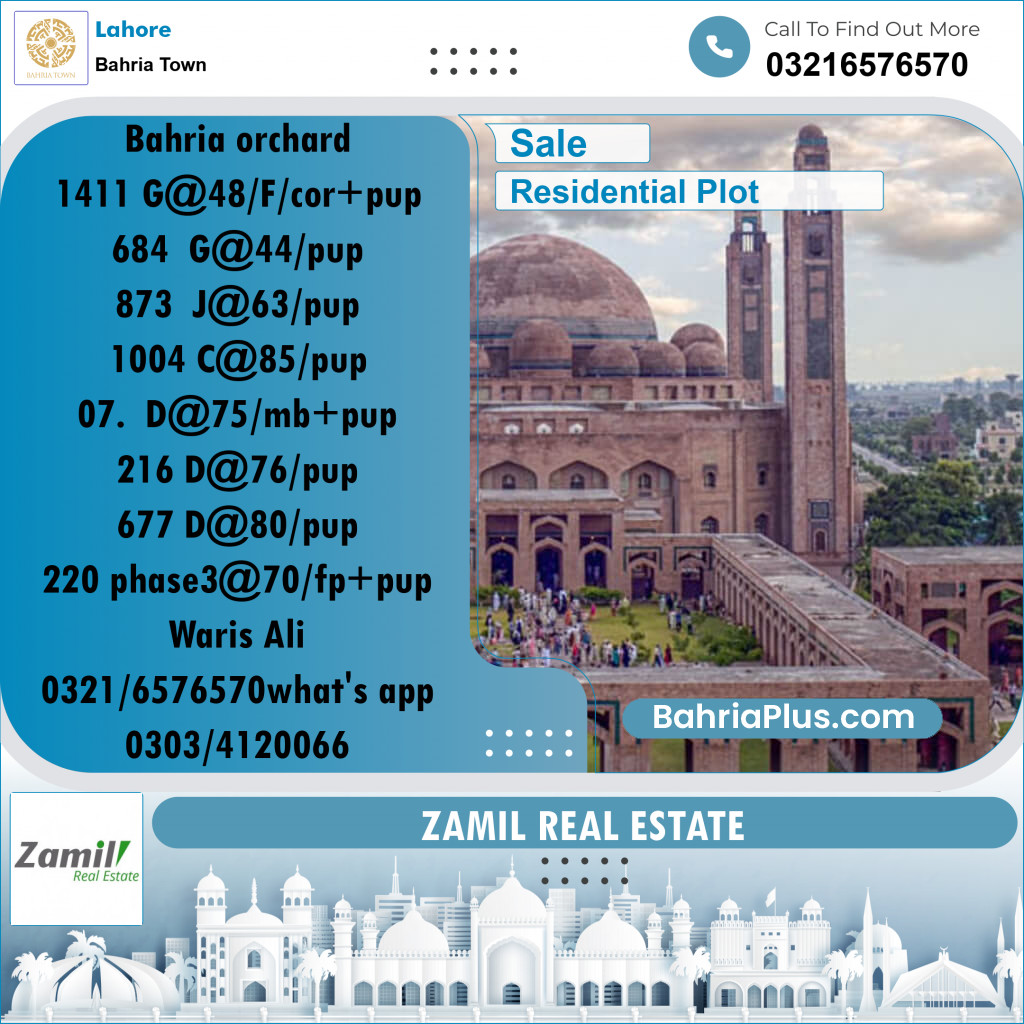 Residential Plot for Sale in Bahria Town, Lahore - (BP-203823)