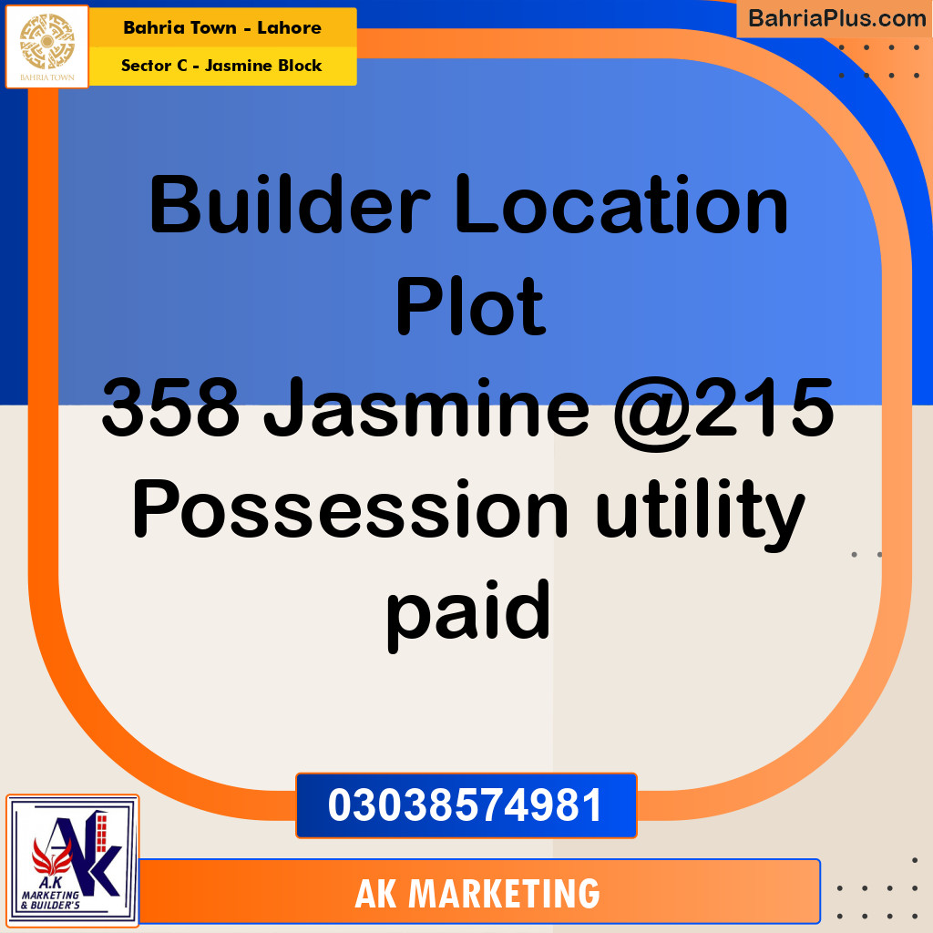 10 Marla Residential Plot for Sale in Sector C - Jasmine Block -  Bahria Town, Lahore - (BP-203878)