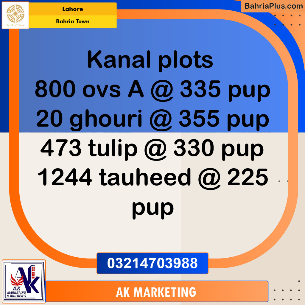 Residential Plot for Sale in Bahria Town, Lahore - (BP-203881)