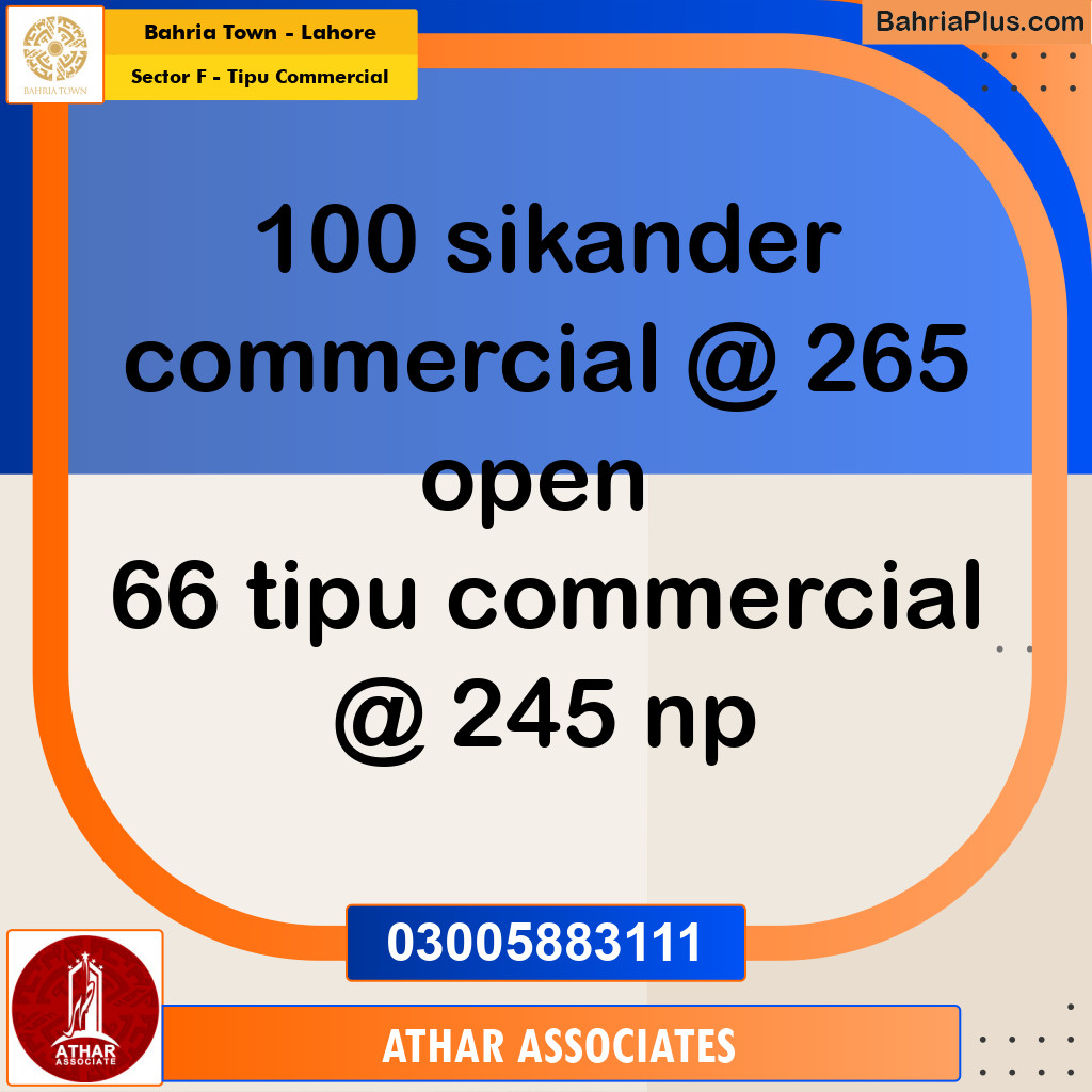 5 Marla Commercial Plot for Sale in Sector F - Tipu Commercial -  Bahria Town, Lahore - (BP-203893)