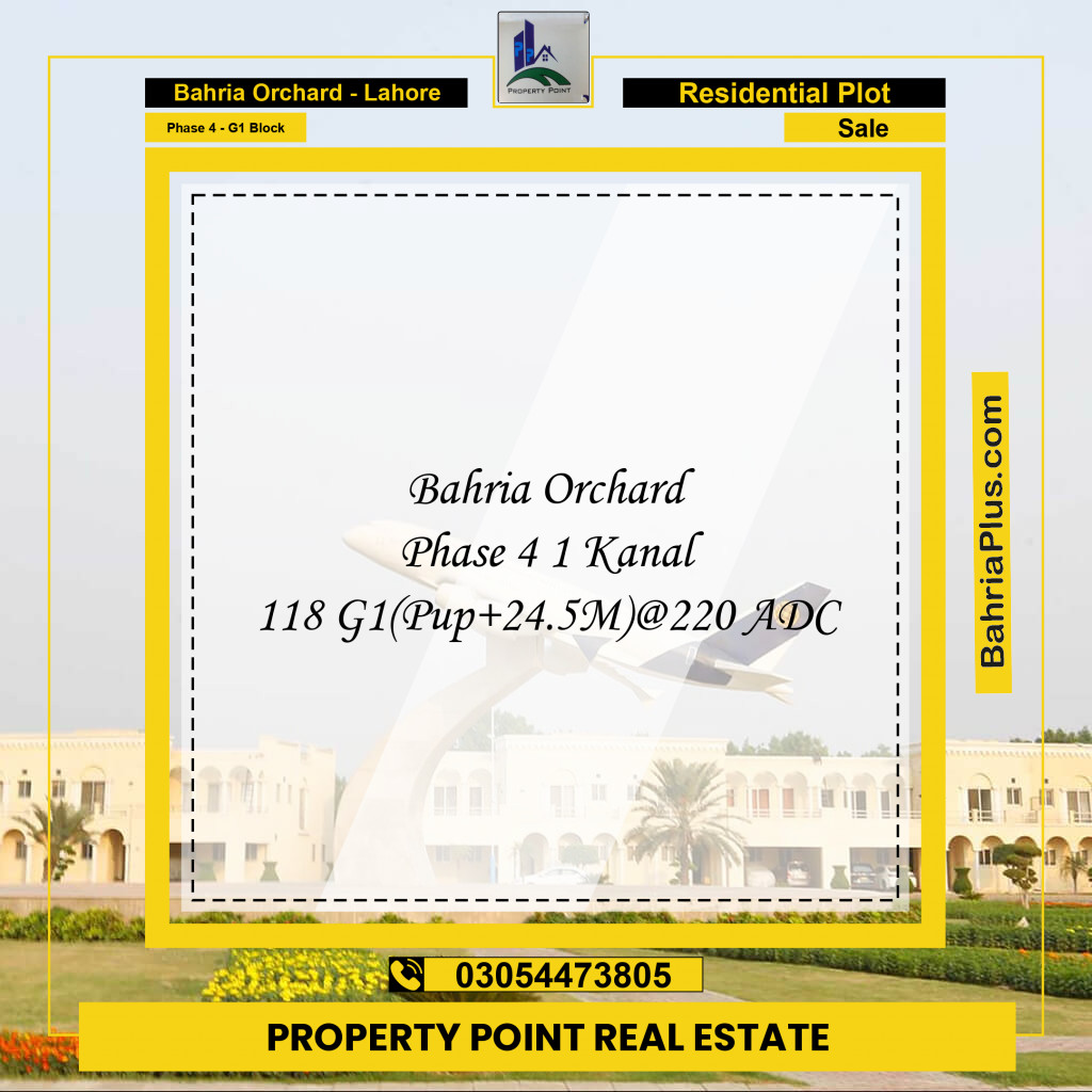 24.5 Marla Residential Plot for Sale in Phase 4 - G1 Block -  Bahria Orchard, Lahore - (BP-203915)