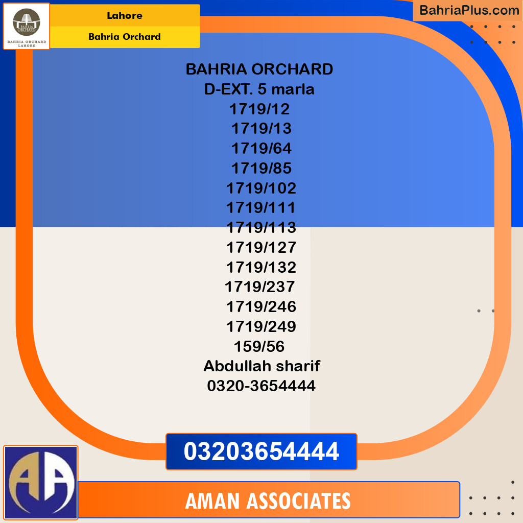 Residential Plot for Sale in Bahria Orchard, Lahore - (BP-203917)
