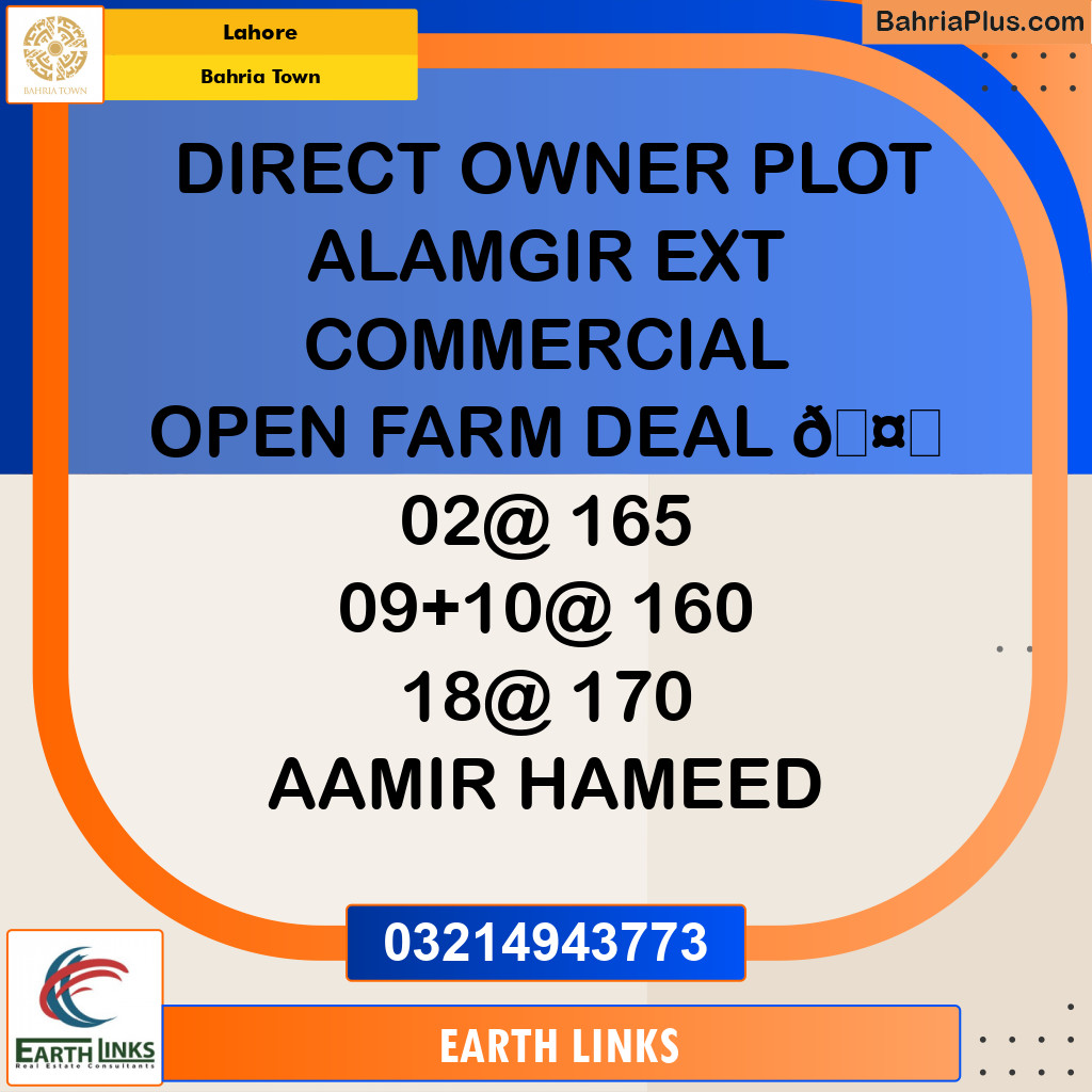 Residential Plot for Sale in Bahria Town, Lahore - (BP-203928)