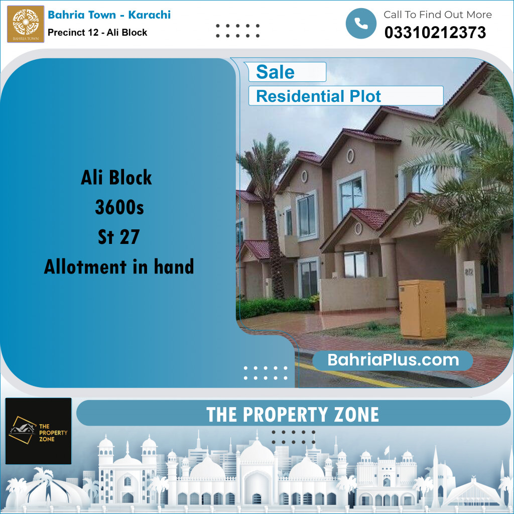125 Sq. Yards Residential Plot for Sale in Precinct 12 - Ali Block -  Bahria Town, Karachi - (BP-203937)
