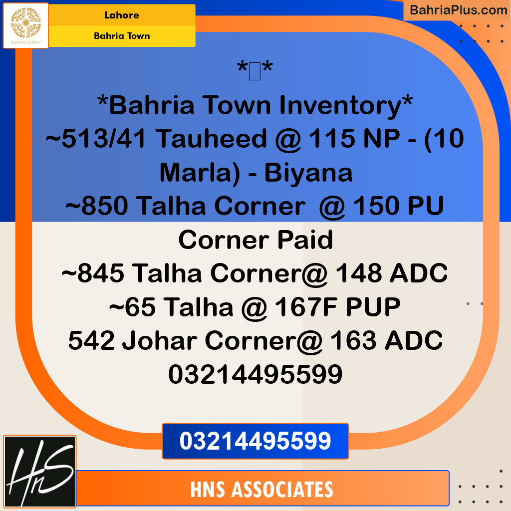 Residential Plot for Sale in Bahria Town, Lahore - (BP-203949)