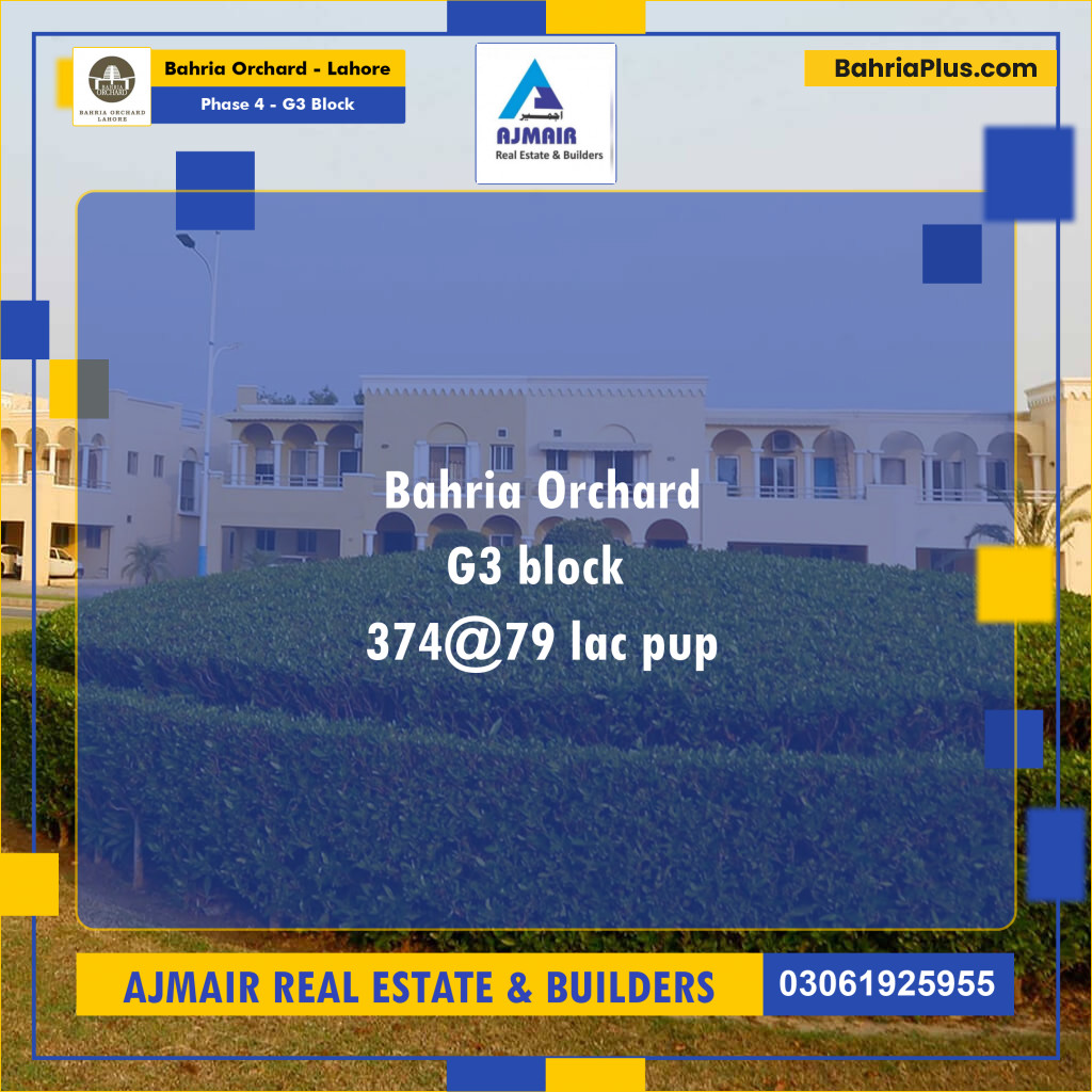 Residential Plot for Sale in Phase 4 - G3 Block -  Bahria Orchard, Lahore - (BP-203951)